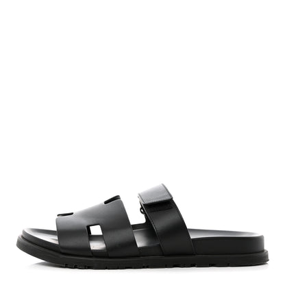 Hermes Calfskin Mens Chypre Sandals 44 Black 1 of 11
