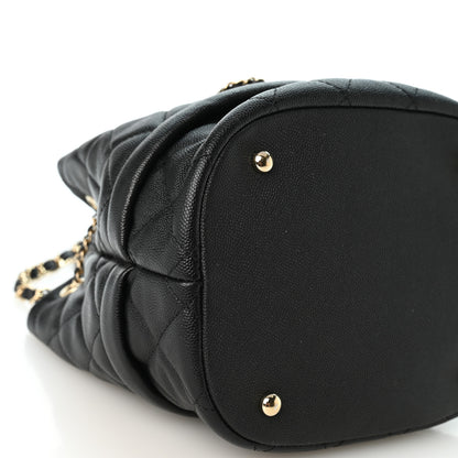 Chanel Caviar Quilted Rolled Up Bucket Drawstring Bag Black 9 of 10