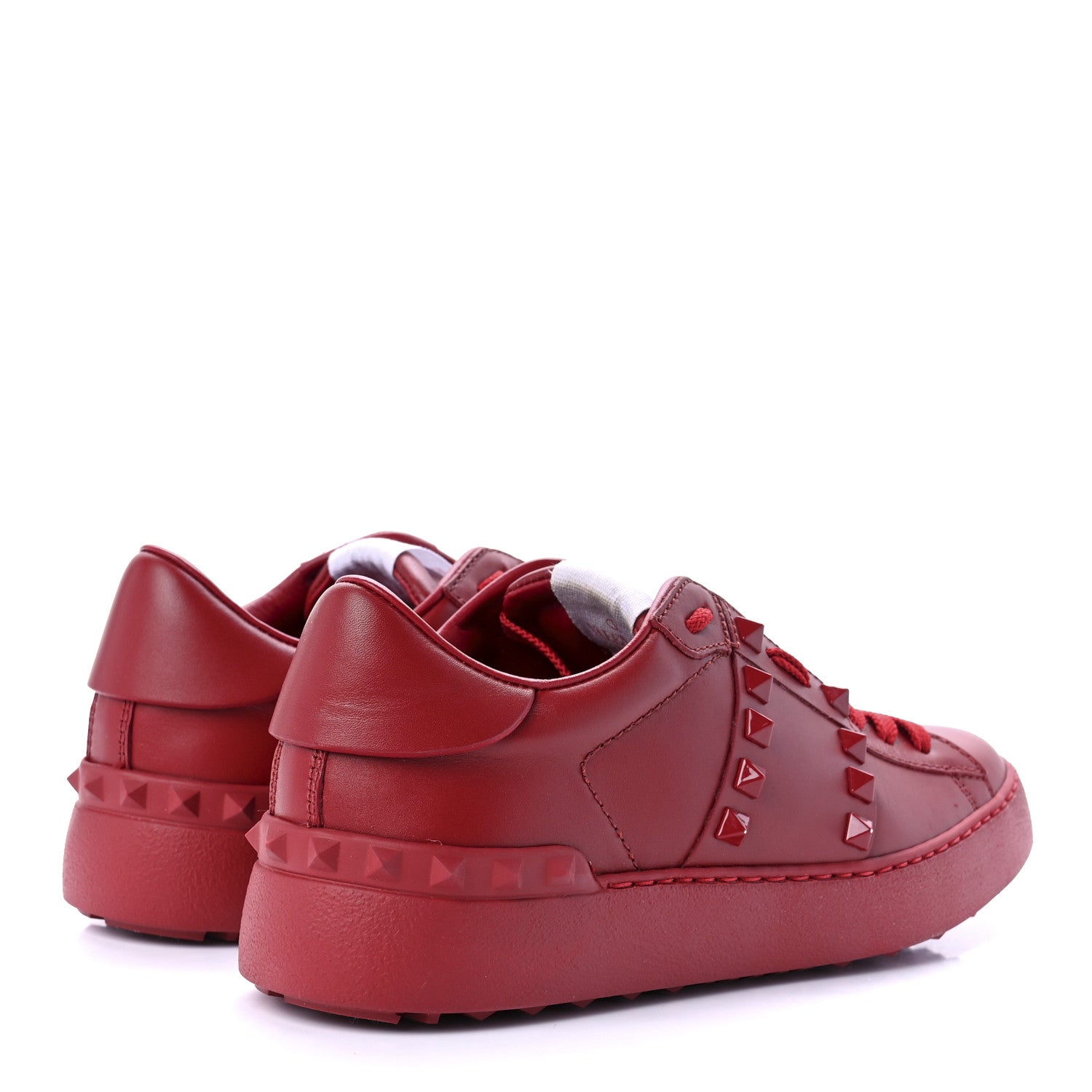 Valentino Garavani Calfskin Rockstud Untitled Open Sneakers 36.5 Red 4 of 8