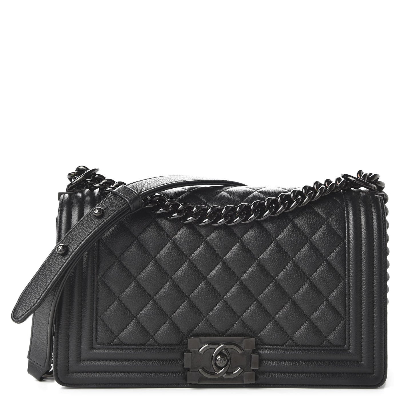 Caviar Quilted Medium Boy Flap So Black