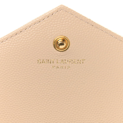 Saint Laurent Grain De Poudre Matelasse Chevron Monogram Chain Wallet Nude Powder 6 of 9