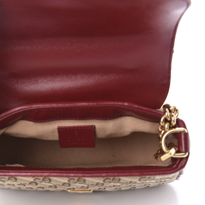 Gucci Monogram Glazed Calfskin Matelasse Diagonal Mini GG Marmont Top Handle Shoulder Bag Beige Ebony New Cherry Red 5 of 10