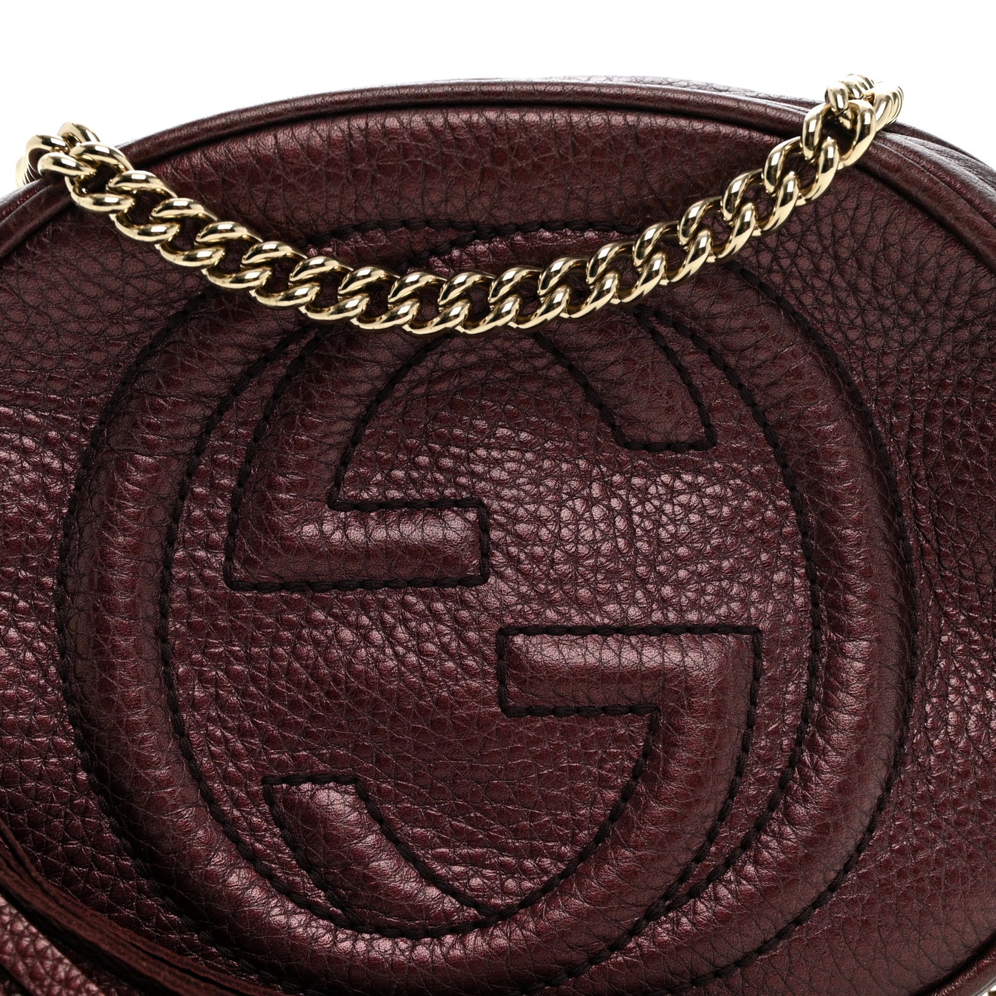 Metallic Pebbled Calfskin Mini Soho Chain Bag Purple