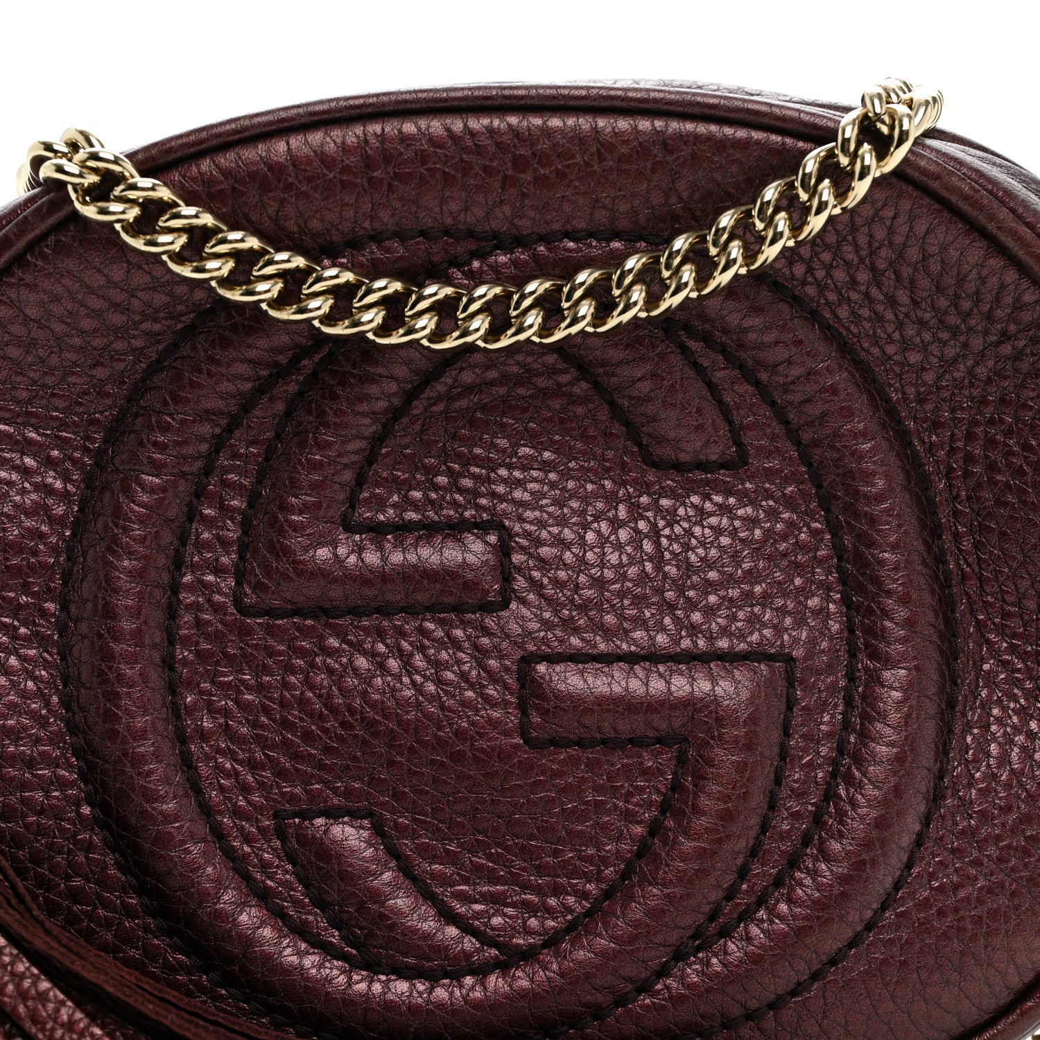 Gucci Metallic Pebbled Calfskin Mini Soho Chain Bag Purple 8 of 10