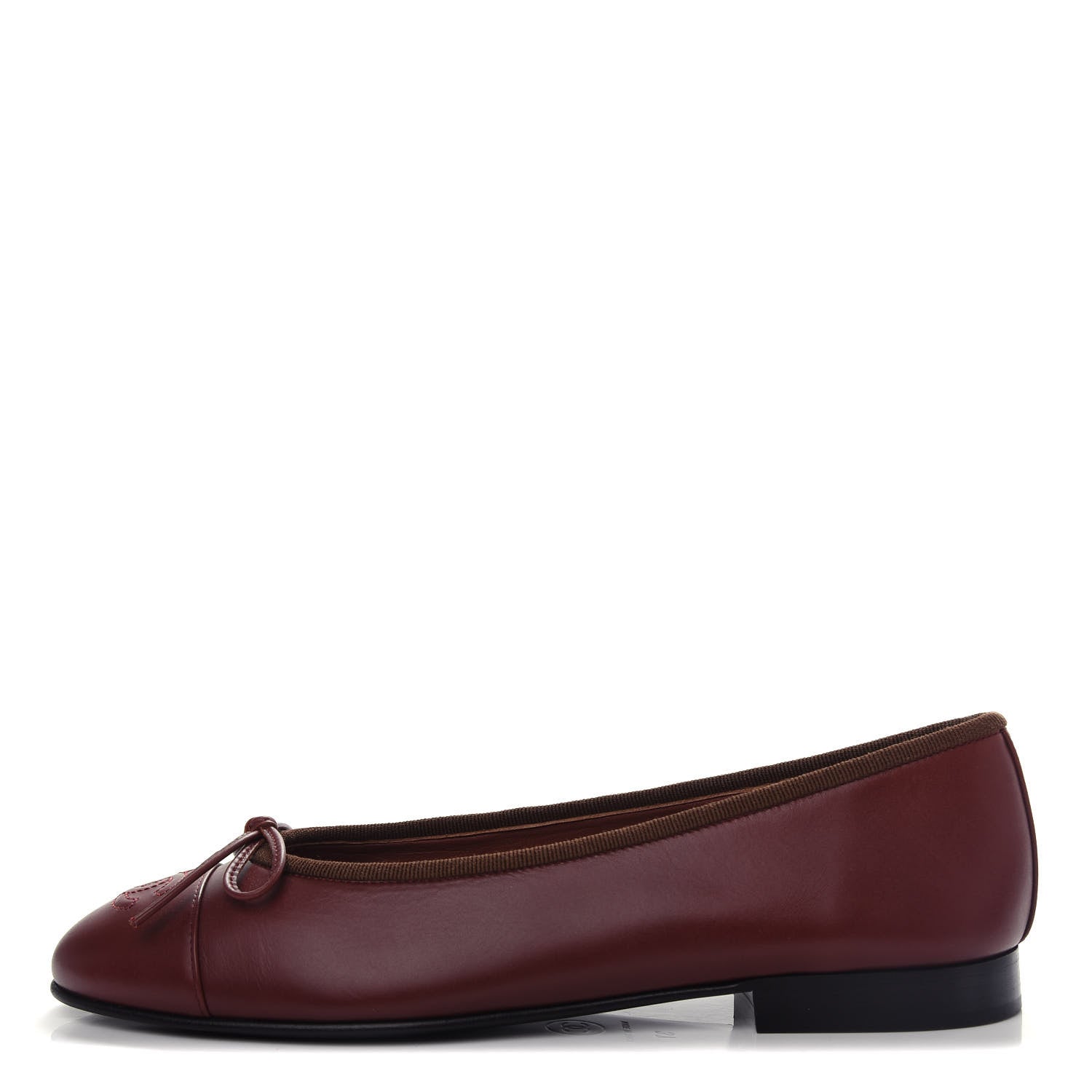 Chanel Lambskin Cap Toe CC Ballerina Flats 37 Burgundy 1 of 11