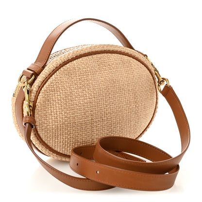 Saint Laurent Raffia Calfskin Round Camera Bag Golden Ecru Brick 3 of 9