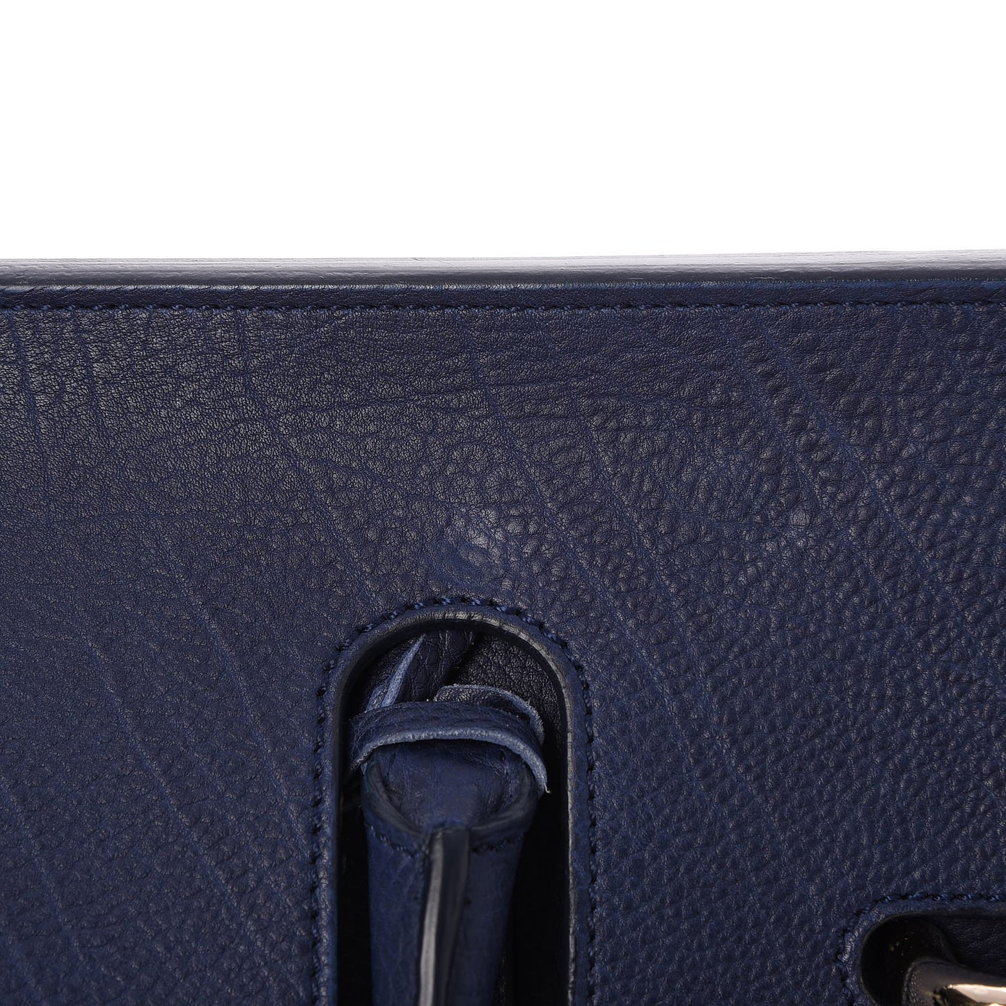 Grained Calfskin M Tube Round Tote Bleu Nautique