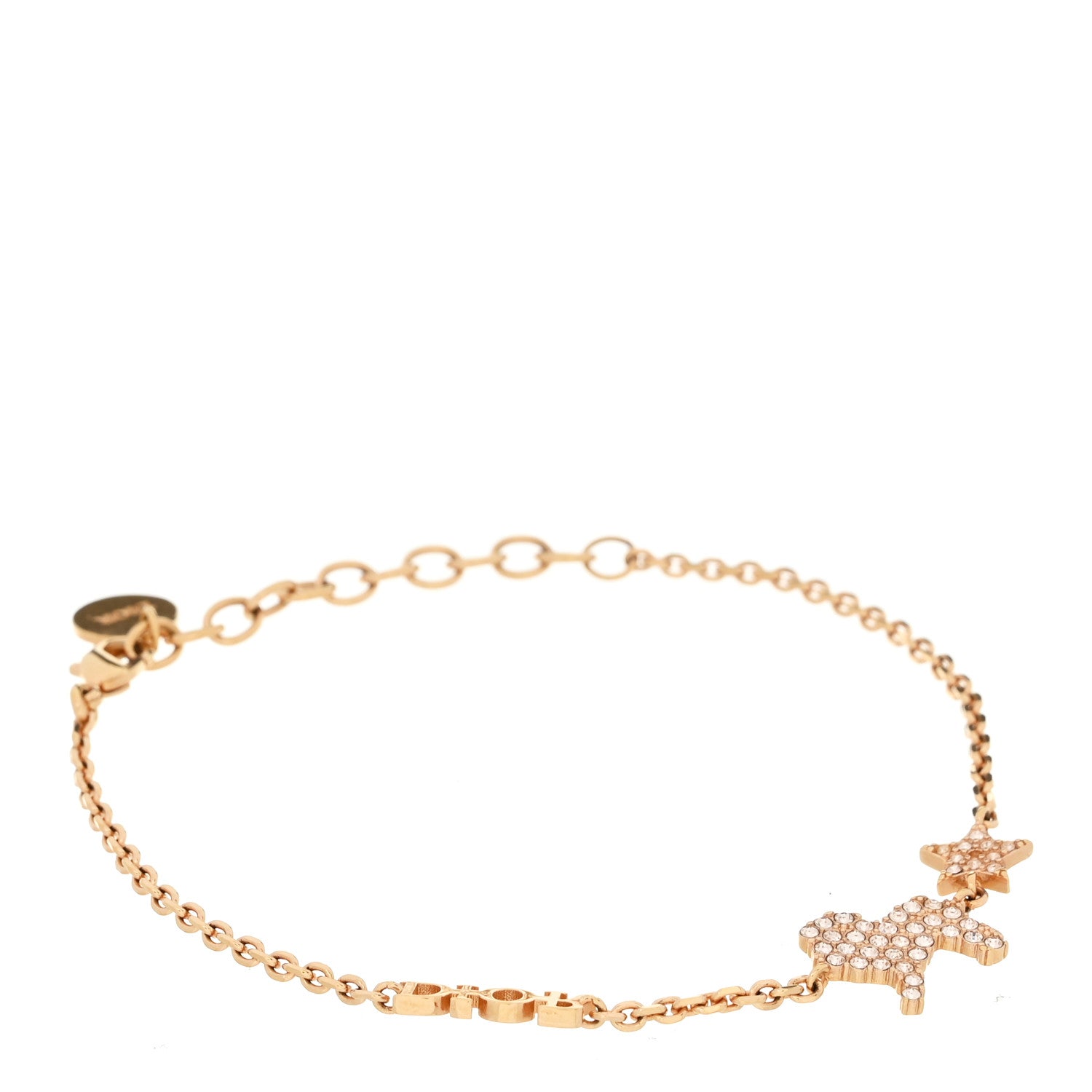 Christian Dior Crystal Diorable Lion Logo Bracelet Rose Gold 1 of 4