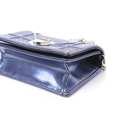 Christian Dior Metallic Patent Micro-Cannage Baby Diorama Flap Bag Blue 6 of 10