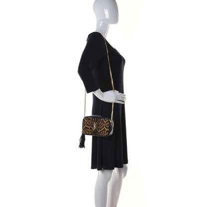 Saint Laurent Canvas Calfskin Leopard Print Monogram Mini Lou Camera Bag Brown 2 of 9