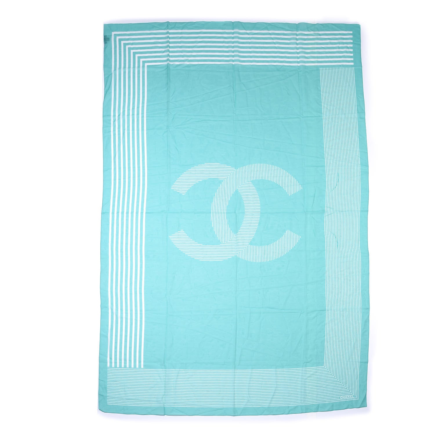 Chanel Cashmere Silk CC Stole Blue 1 of 3