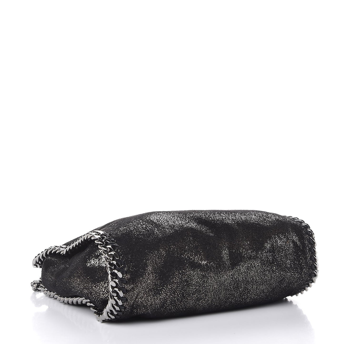 Chamois Shiny Dotted Mini Falabella Fold Over Tote Ruthenium