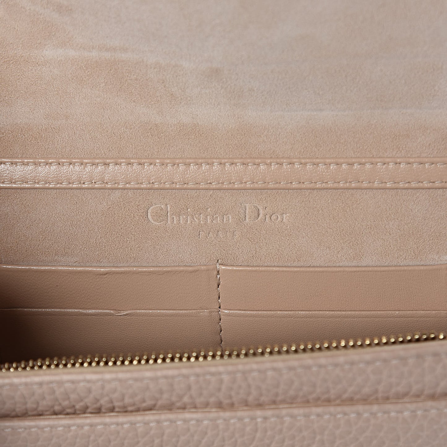 Grained Calfskin Diorama Wallet on Chain Pouch Nude