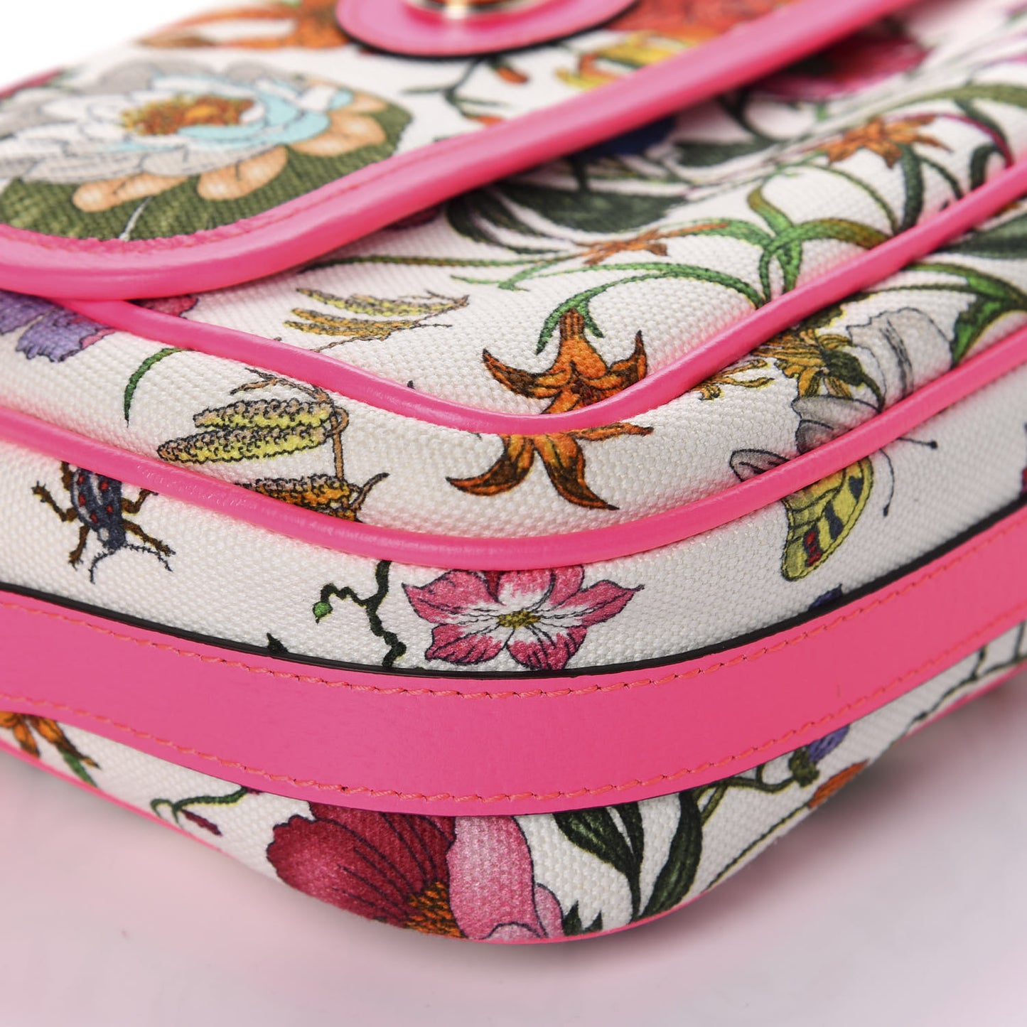 Canvas Flora Floral Shoulder Bag White Fuchsia Fluo