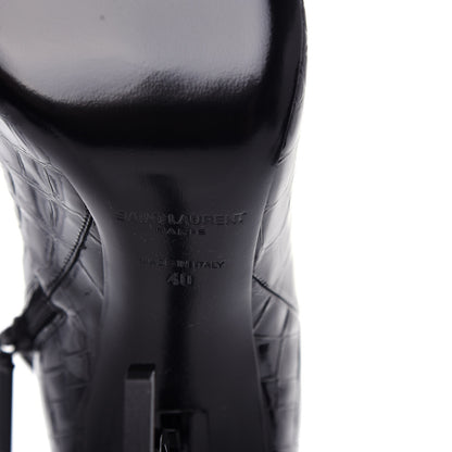 Saint Laurent Alligator Embossed Patent Calfskin Opyum 110 Ankle Boots 40 Black 9 of 11