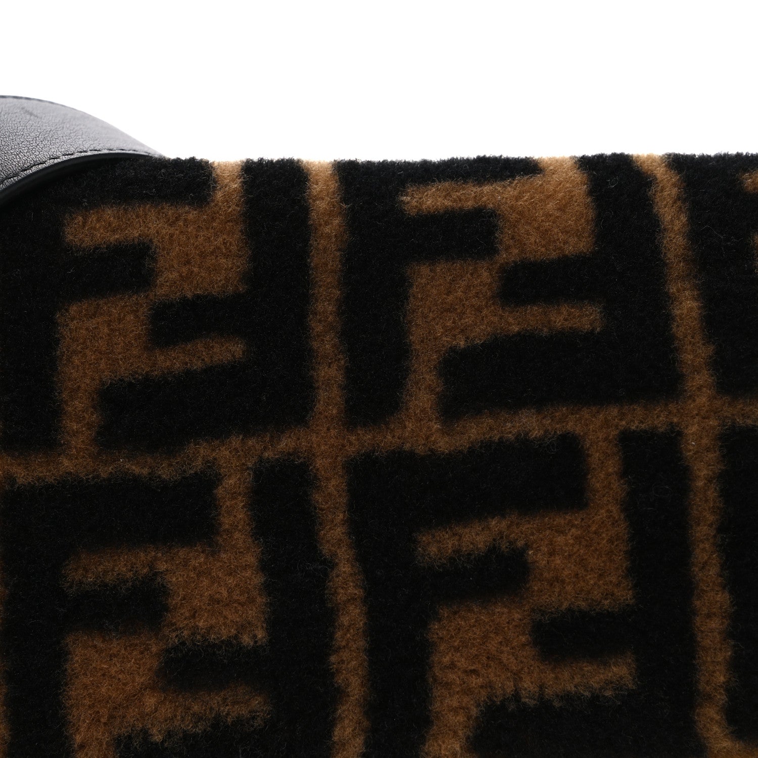 Fendi Shearling Vitello Dolce Macro FF 1974 Baguette Tobacco Black 8 of 10