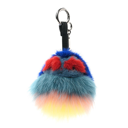 Fendi Mink Fox Fur Kid Monster Bag Bug Charm Blue Multicolor 1 of 6
