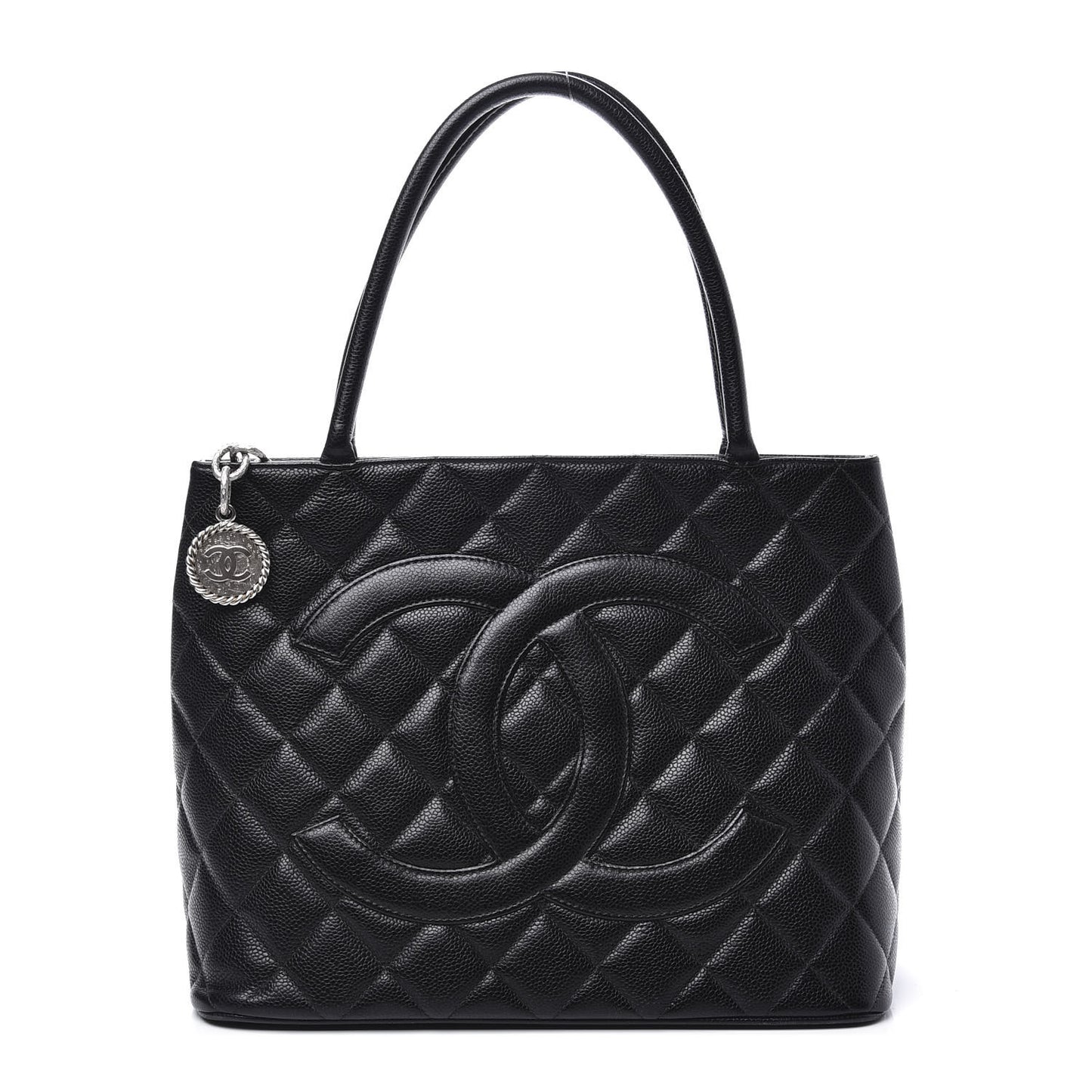Caviar Quilted Medallion Tote Black