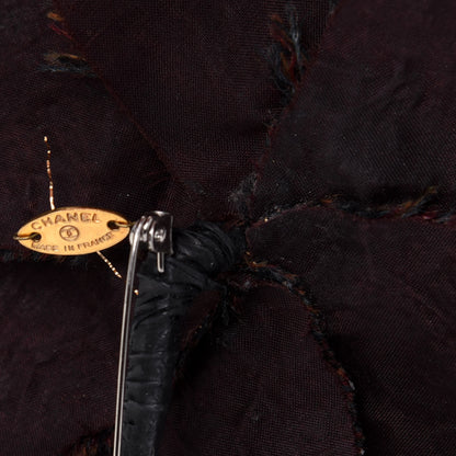 Chanel Tweed Camellia Brooch Brown 3 of 4