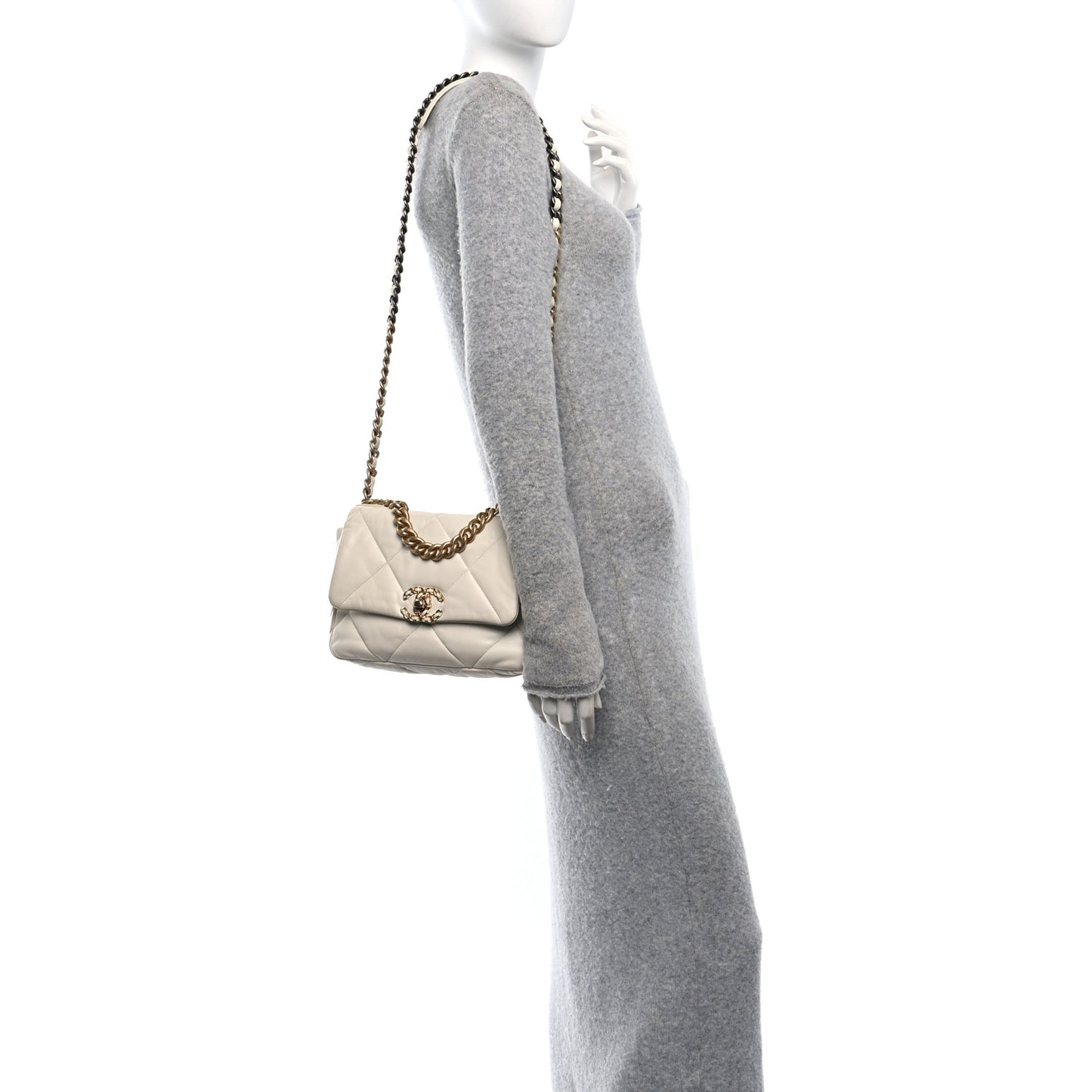 Lambskin Quilted Medium Chanel 19 Flap White
