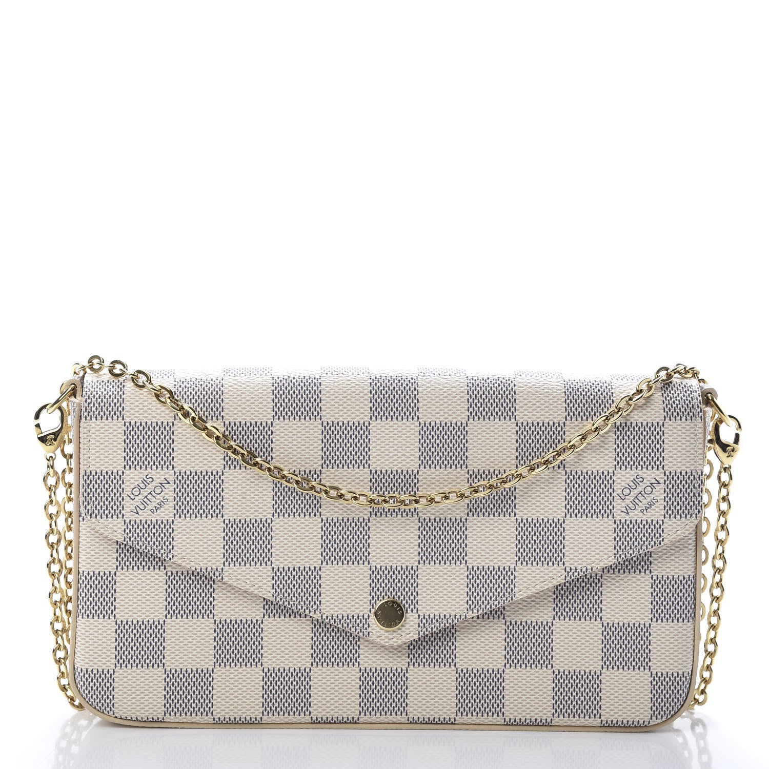 Louis Vuitton Damier Azur Pochette Felicie Chain Wallet Rose Ballerine 3 of 14