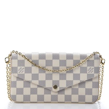 Louis Vuitton Damier Azur Pochette Felicie Chain Wallet Rose Ballerine 3 of 14