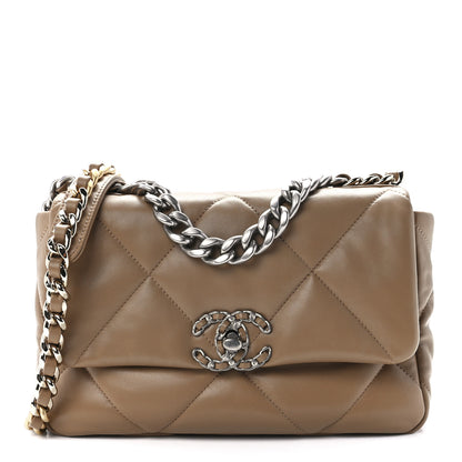Chanel Lambskin Quilted Medium Chanel 19 Flap Dark Beige 1 of 11