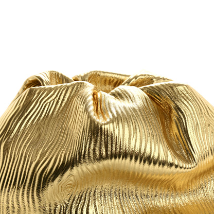 Bottega Veneta Metallic Bark Calfskin Embossed The Pouch Oversized Clutch Oro 9 of 10