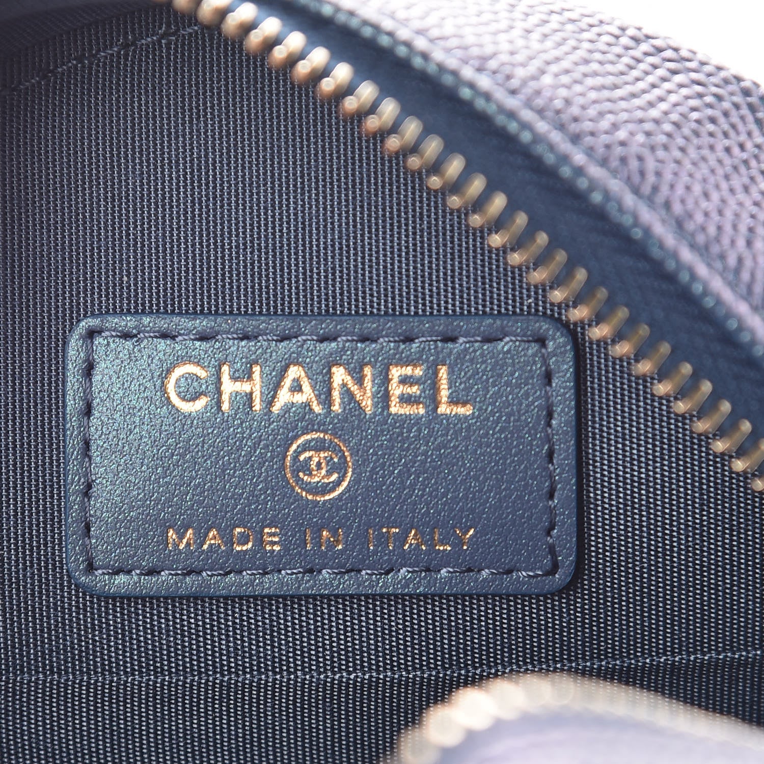Chanel Iridescent Caviar Quilted Round Clutch With Chain Blue 6 of 10