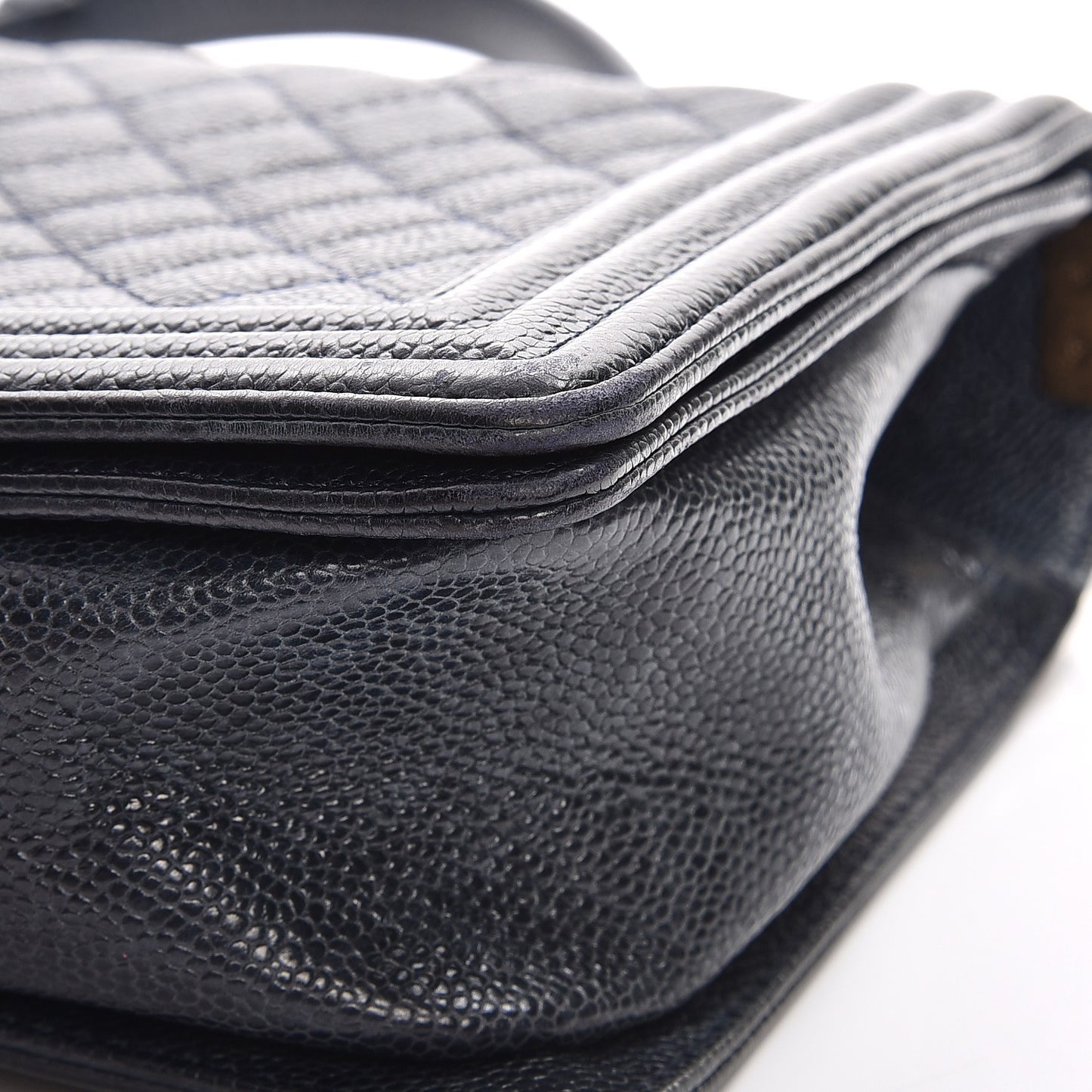 Caviar Quilted New Medium Boy Flap Dark Navy Blue