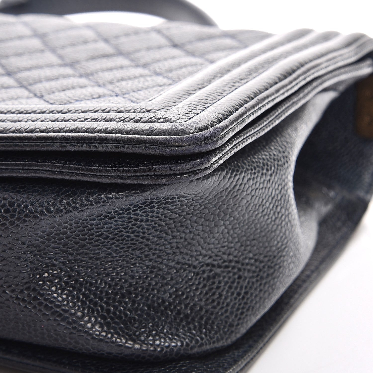 Chanel Caviar Quilted New Medium Boy Flap Dark Navy Blue 10 of 13