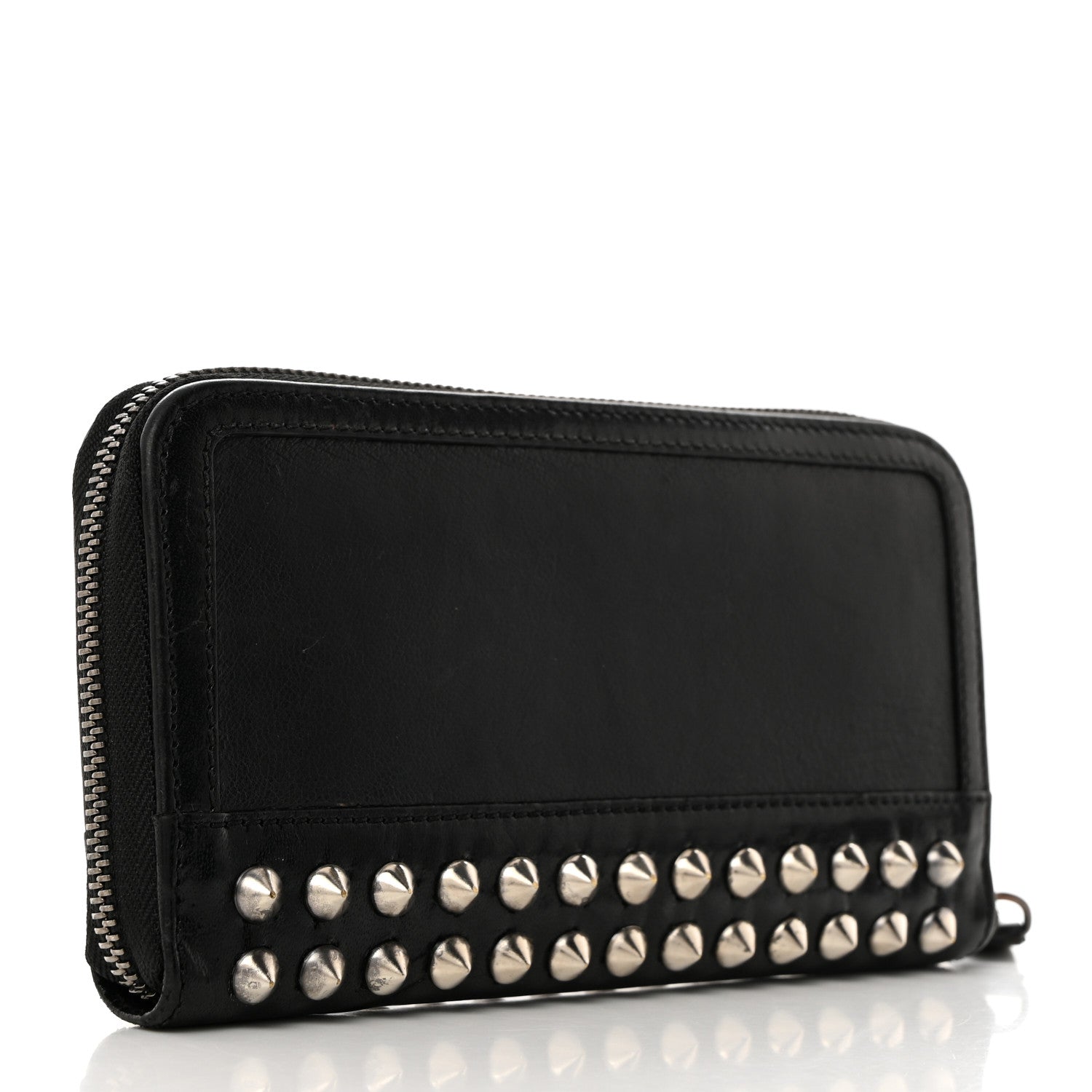 Burberry Calfskin Studded Zip Around Wallet Black 3 of 8