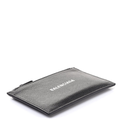 Balenciaga Grained Calfskin Logo Cash Long Coin Card Holder Black White 4 of 8