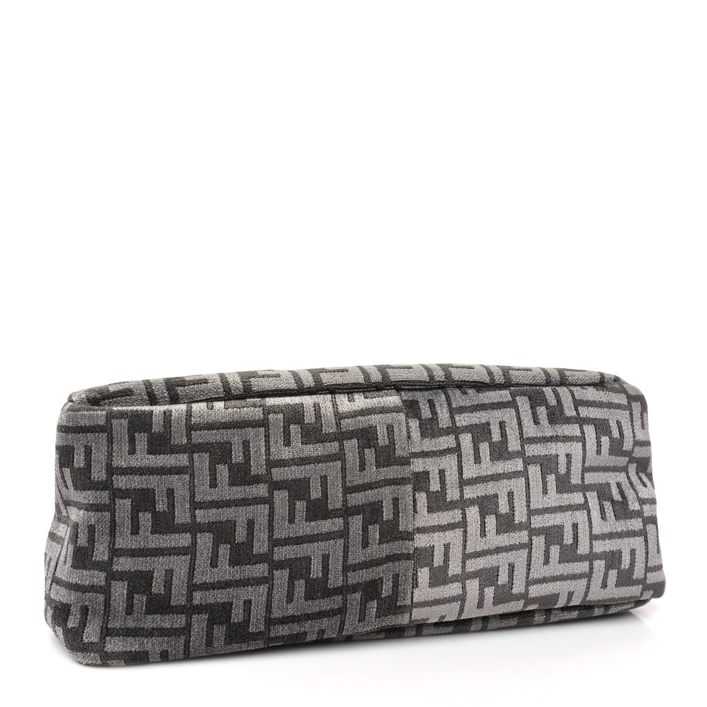 Chenille Vitello Seta Plexiglass FF Fendi O'Lock Zipper Anthracite Asfalto