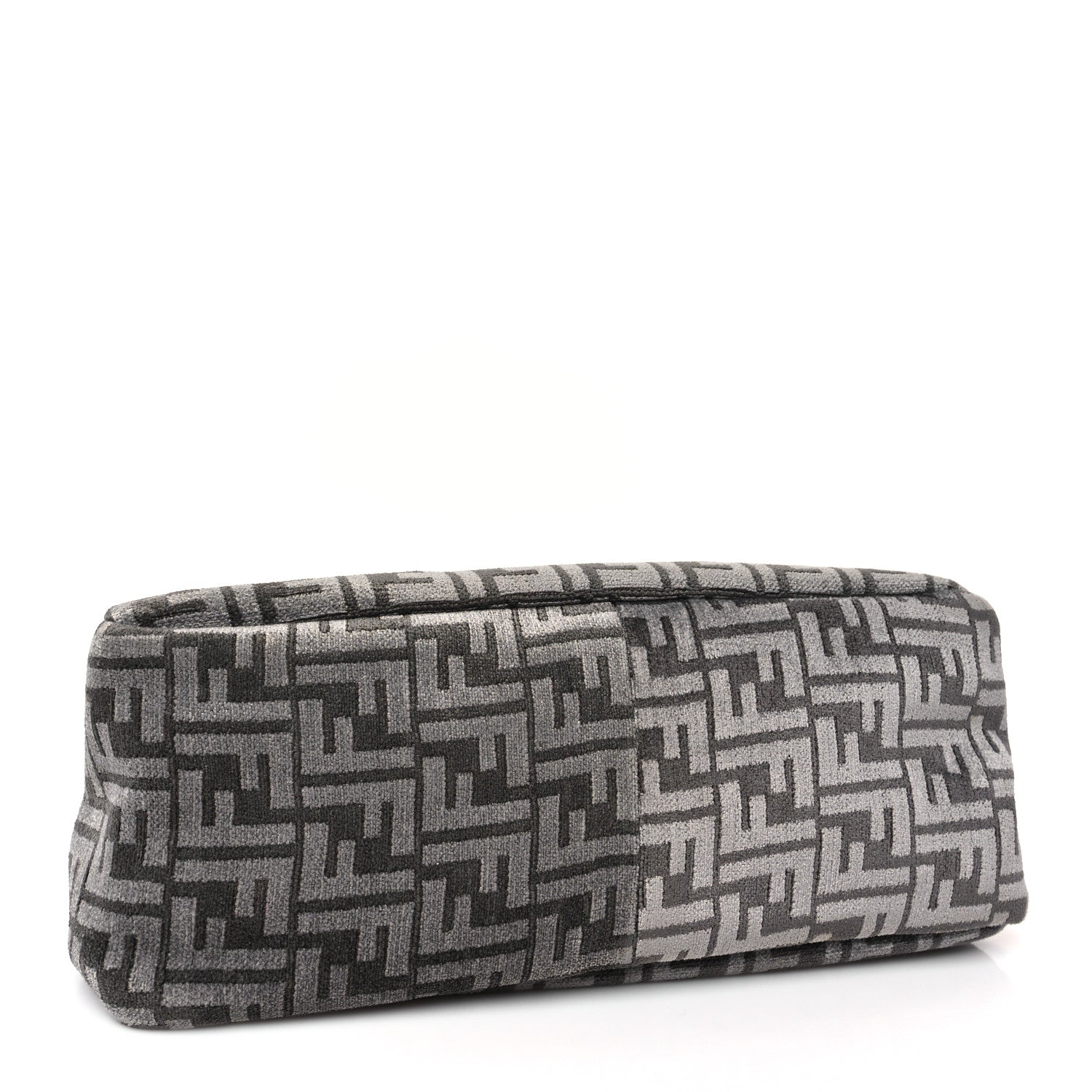 Fendi Chenille Vitello Seta Plexiglass FF Fendi O'Lock Zipper Anthracite Asfalto 4 of 9