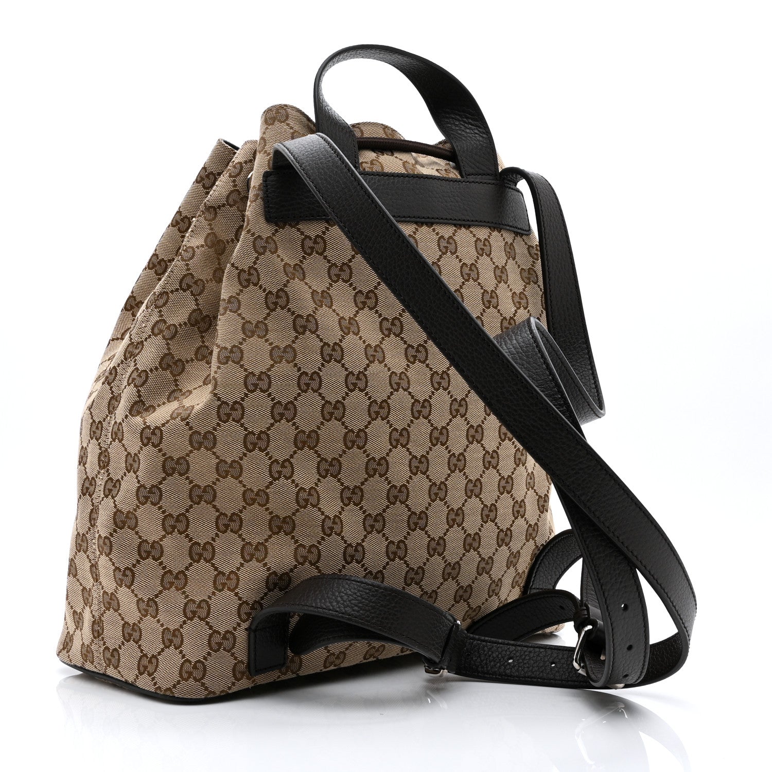 Gucci Monogram Dollar Calfskin O Drawstring Backpack Beige Ebony Testa di Moro Dark Chocolate 3 of 11