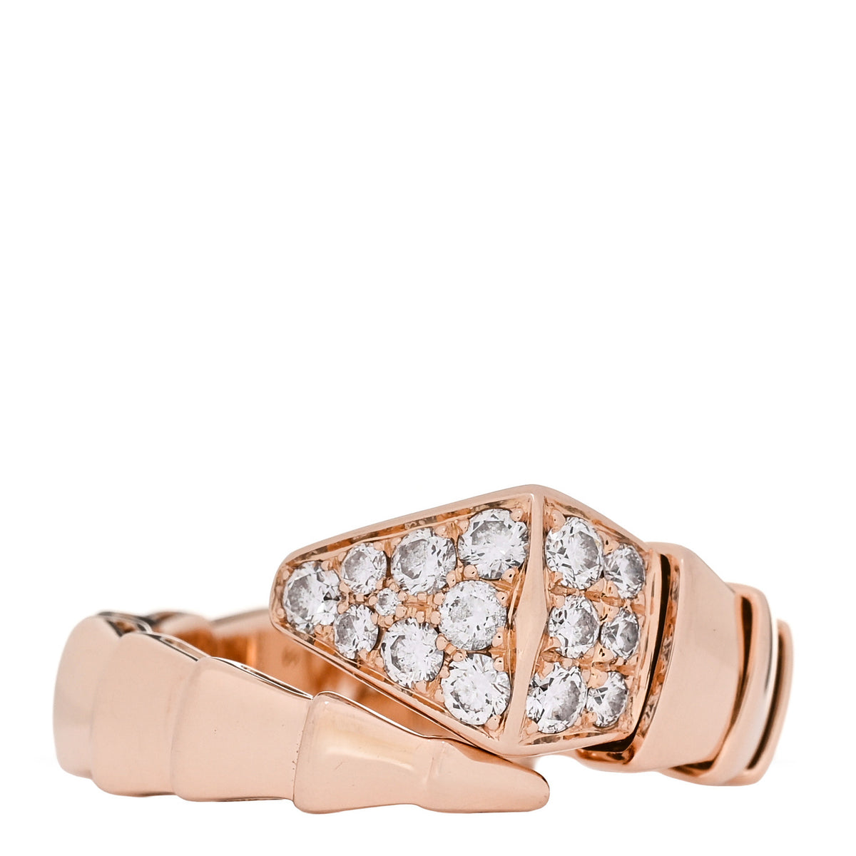 18K Rose Gold Diamond Serpenti Viper Ring S
