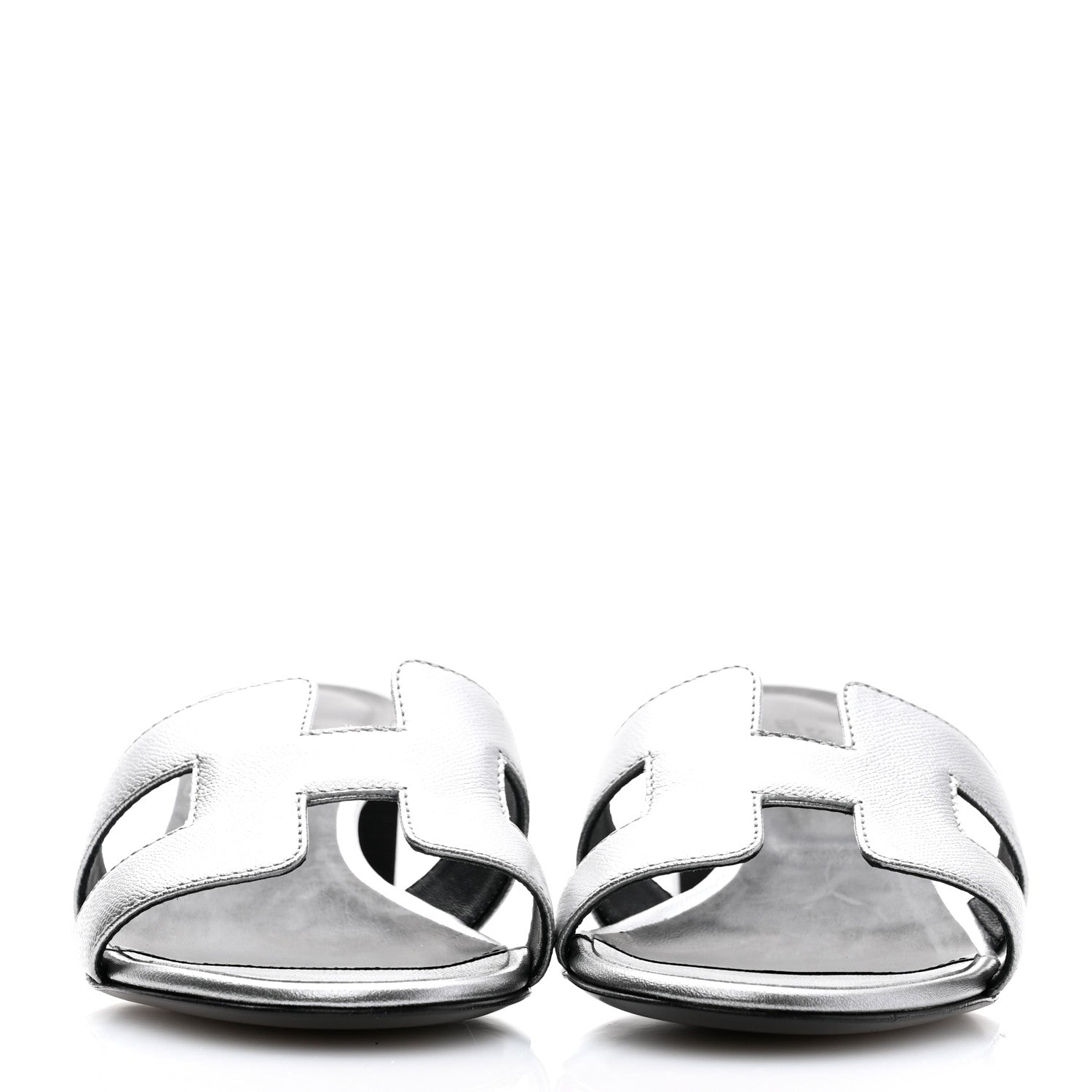 Hermes Metallic Epsom Oasis Sandals 37 Gris Argente 2 of 9
