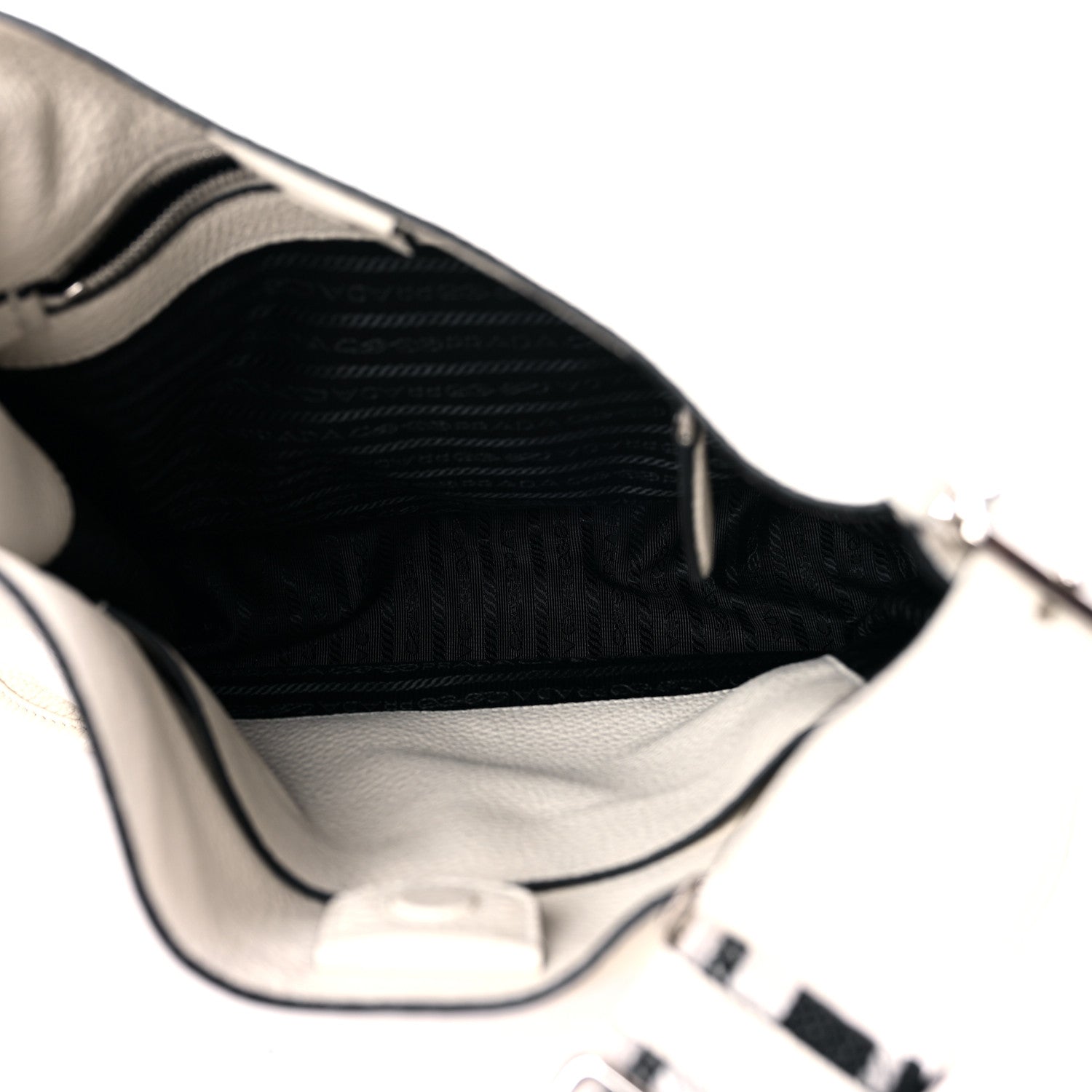 Prada Vitello Daino Soft Hobo Messenger Bag White 4 of 10