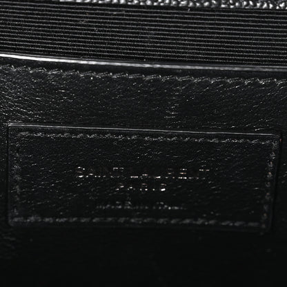 Saint Laurent Grain De Poudre Textured Mixed Matelasse Triquilt Medium Monogram Monochrome Satchel Black 6 of 11
