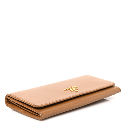 Prada Saffiano Metal Continental Flap Wallet Caramel 4 of 7