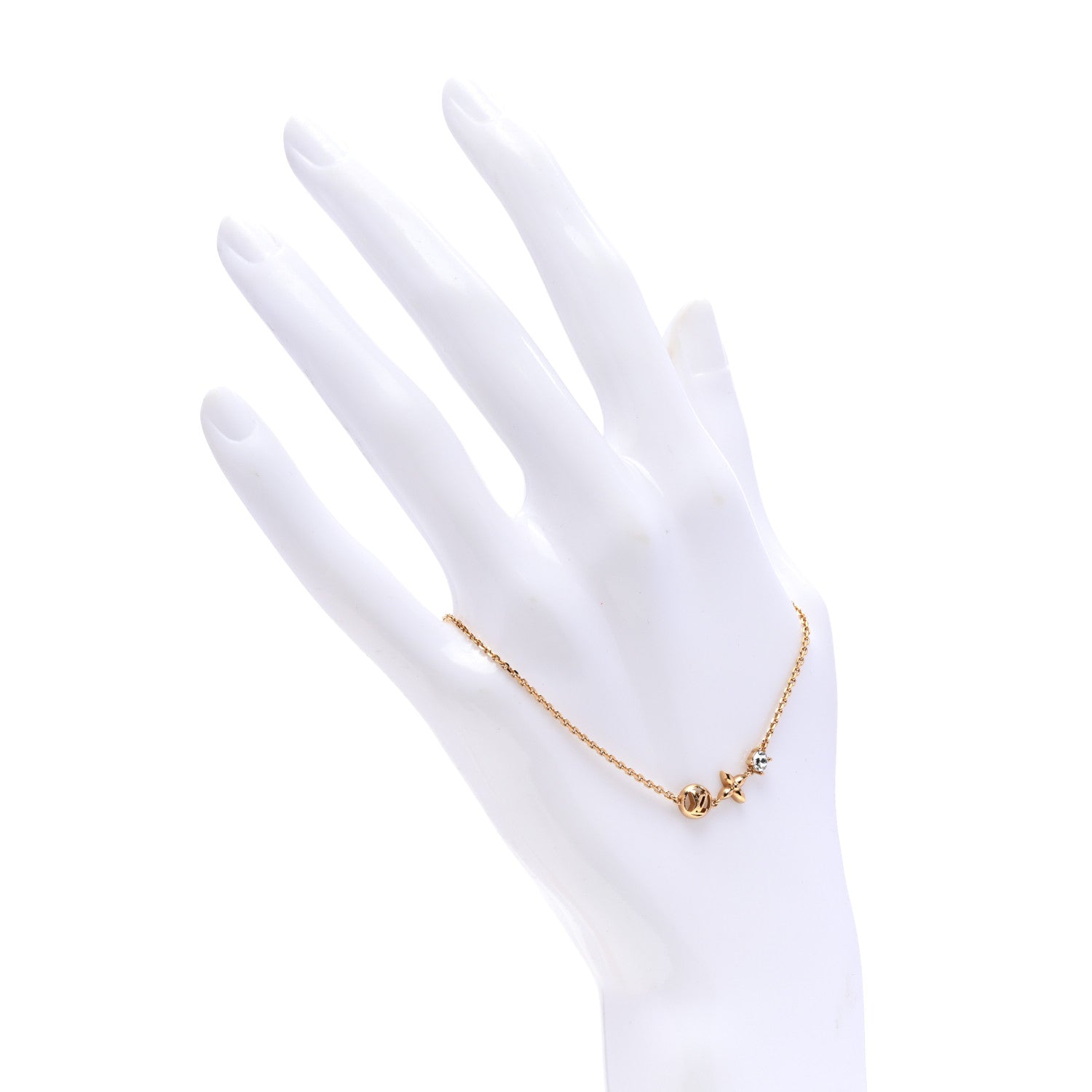 Louis Vuitton Metal Crystal Petit Louis Bracelet Gold 2 of 5