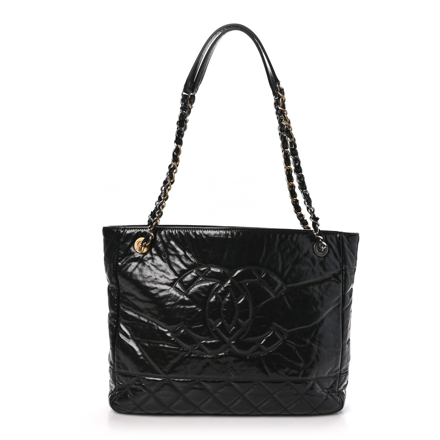 Chanel Shiny Aged Calfskin Quilted Small Shopping Bag Black 1 of 11