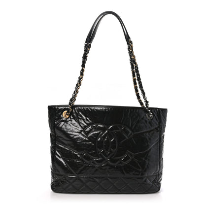 Chanel Shiny Aged Calfskin Quilted Small Shopping Bag Black 1 of 11