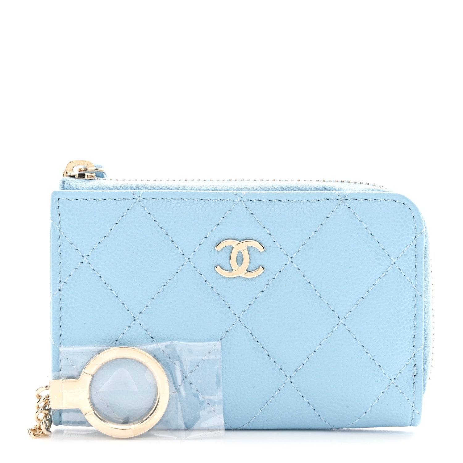 Chanel Caviar Quilted Zipped Key Holder Case Light Blue 1 of 8