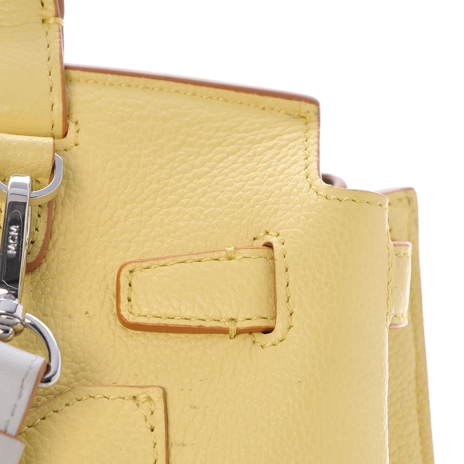 MCM Pebbled Calfskin Medium Milla Backpack Custard Yellow 15 of 22