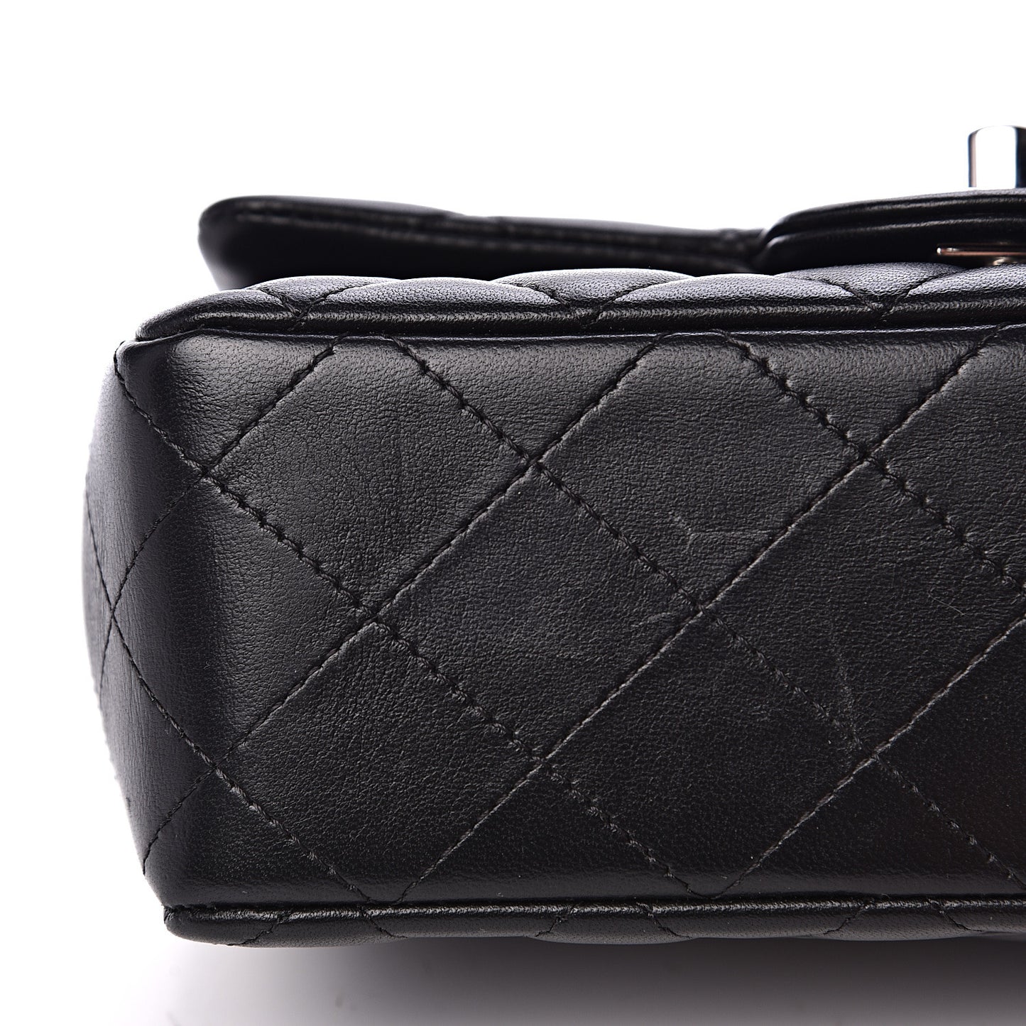 Lambskin Quilted Mini Rectangular Flap Black