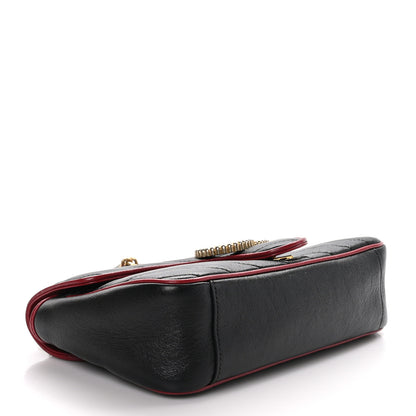 Gucci Vintage Effect Calfskin Matelasse Diagonal Small Torchon GG Marmont Shoulder Bag Black Romantic Cherry 4 of 10