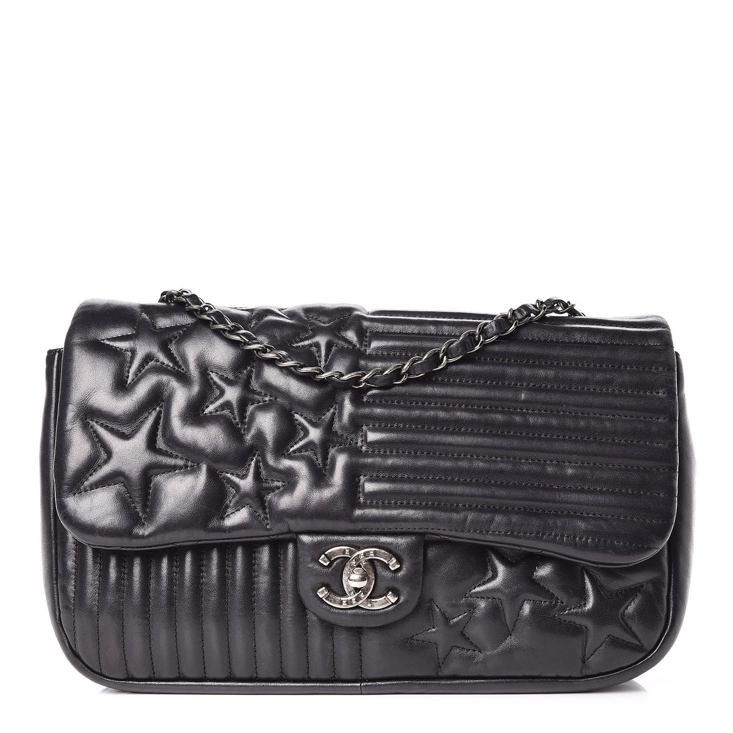 Lambskin Quilted Jumbo Paris Dallas Single Flap Black