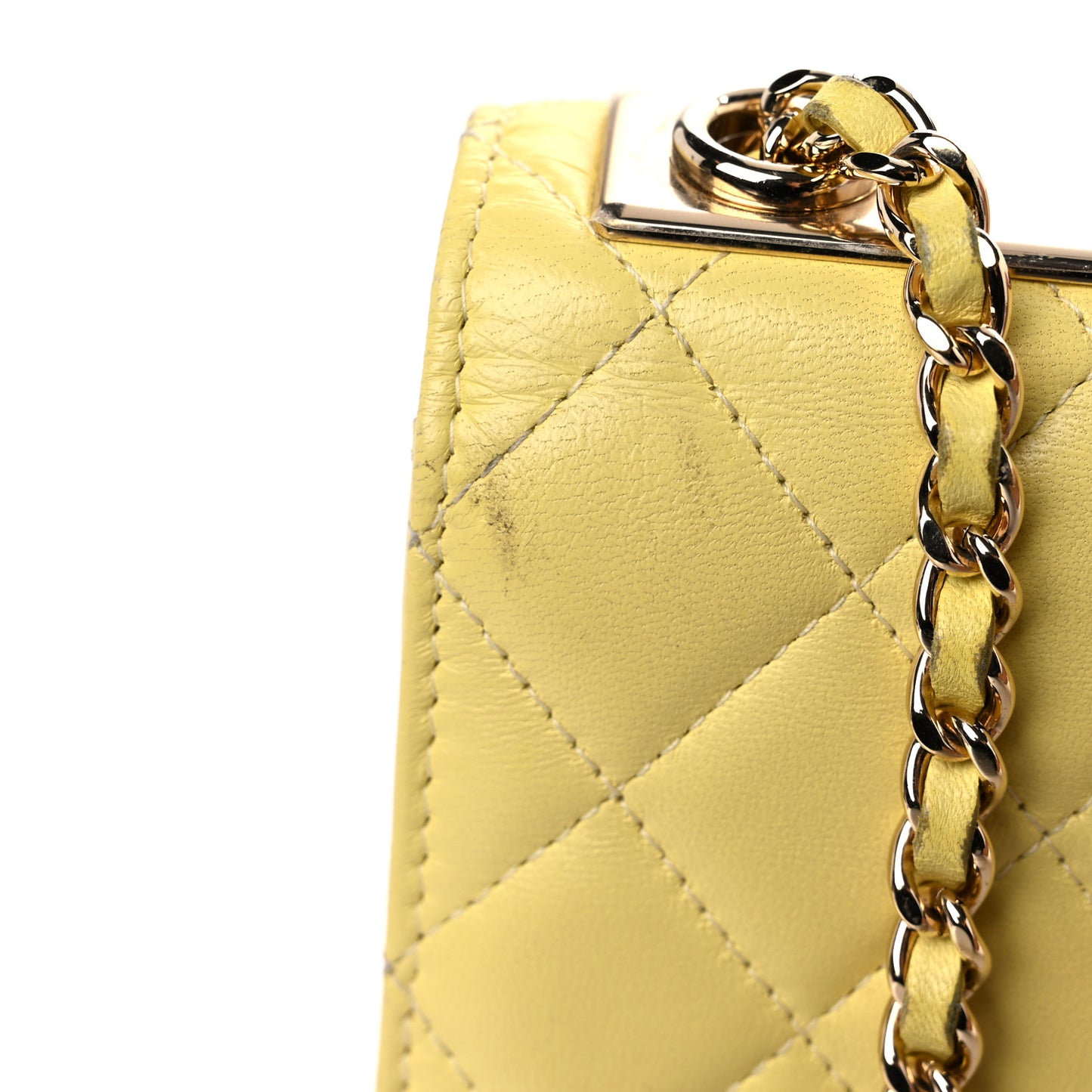 Lambskin Quilted Trendy CC Wallet On Chain WOC Yellow